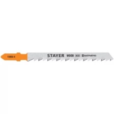 STAYER T144D, полотна для эл/лобзика, HCS, по дереву, ДВП, ДСП, Т-хвостовик, шаг 4мм, 75мм, 2шт, STAYER Professional