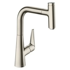 Смеситель для кухни, однорычажный, сталь, Hansgrohe Talis Select M51 73852800