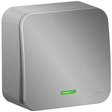 Выключатель SCHNEIDER ELECTRIC BLANCA 1-клавишный (cх.1) с подсв., 10А, 250B, алюминий (BLNVA101103)