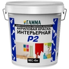 Краска интерьерная Гамма, акриловая, белоснежная, 14 кг