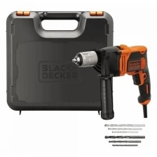 Дрель ударная BLACK+DECKER BEH850K Omega, набор сверл, кейс