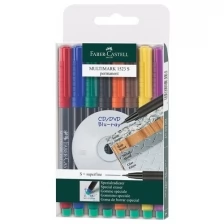 Набор перман. маркеров Faber-Castell "Multimark permanent" S, 08цв., игольч., 0,4мм