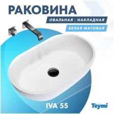 Раковина Teymi Iva 55 teygranit овальная накладная, белая матовая