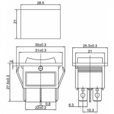 Rexant Выключатель клавишный 250В 15А (6с) (ON)-OFF-(ON) с нейтралью (RWB-508 SC-767) черн. Rexant 36-2370