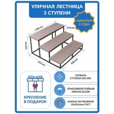 Уличная лестница приставная / Крыльцо для дома 3 ступени из ДПК цельносварная 1000х510х915мм Для дачи, для бани