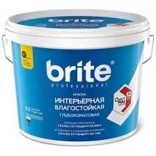 BRITE PROFESSIONAL краска интерьерная влагостойкая глубокоматовая, база С (9л)