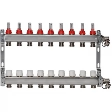 ColSys Р804R, 9 выходов. Коллекторная группа из нержавеющей стали с расходомерами, термостатическими и дренажными клапанами