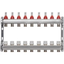 ColSys Р804, 9 выходов. Коллекторная группа из нержавеющей стали с расходомерами и термостатическими клапанами