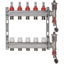 ColSys P812, 5 выходов. Коллекторная группа с расходомерами, термостатическими клапанами, автоматическими воздухоотводчиками