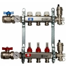 Коллектор из нержавеющей стали в сборе с расходомерами STOUT 3 выхода SMS 0907 000003