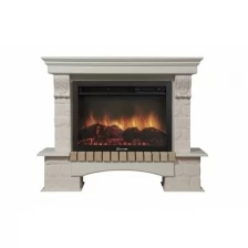 Портал Firelight Forte 25S камень белый, шпон белёный дуб