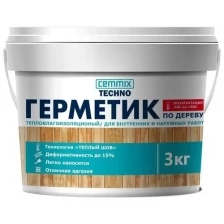 Герметик акриловый для дерева Cemmix Теплый шов, 3 кг, белый